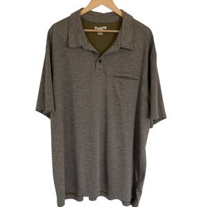 Duluth Trading Men's Heathered Brown Polo Shirt‎ Size 2XL Relaxed Nylon Blend